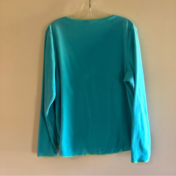 NWOT HUE Turquoise Fleece Long Sleeve Shirt - Picture 2 of 6